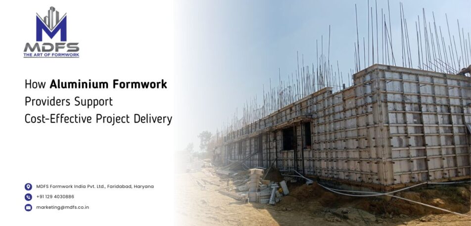 Construction experts assembling aluminium formwork panels supplied by MDFS Formwork India — reliable aluminium formwork providers in India.