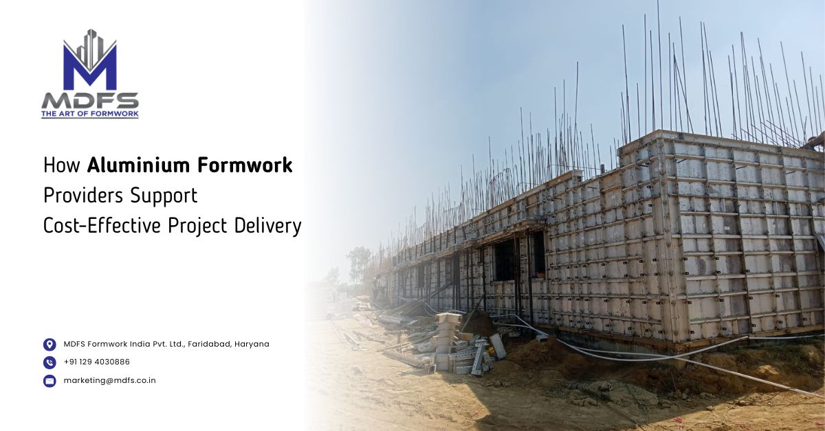 Construction experts assembling aluminium formwork panels supplied by MDFS Formwork India — reliable aluminium formwork providers in India.