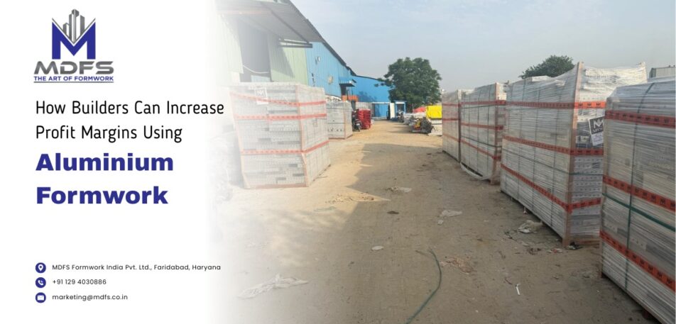 Aluminium formwork panels stacked at a manufacturing facility by aluminium formwork manufacturers