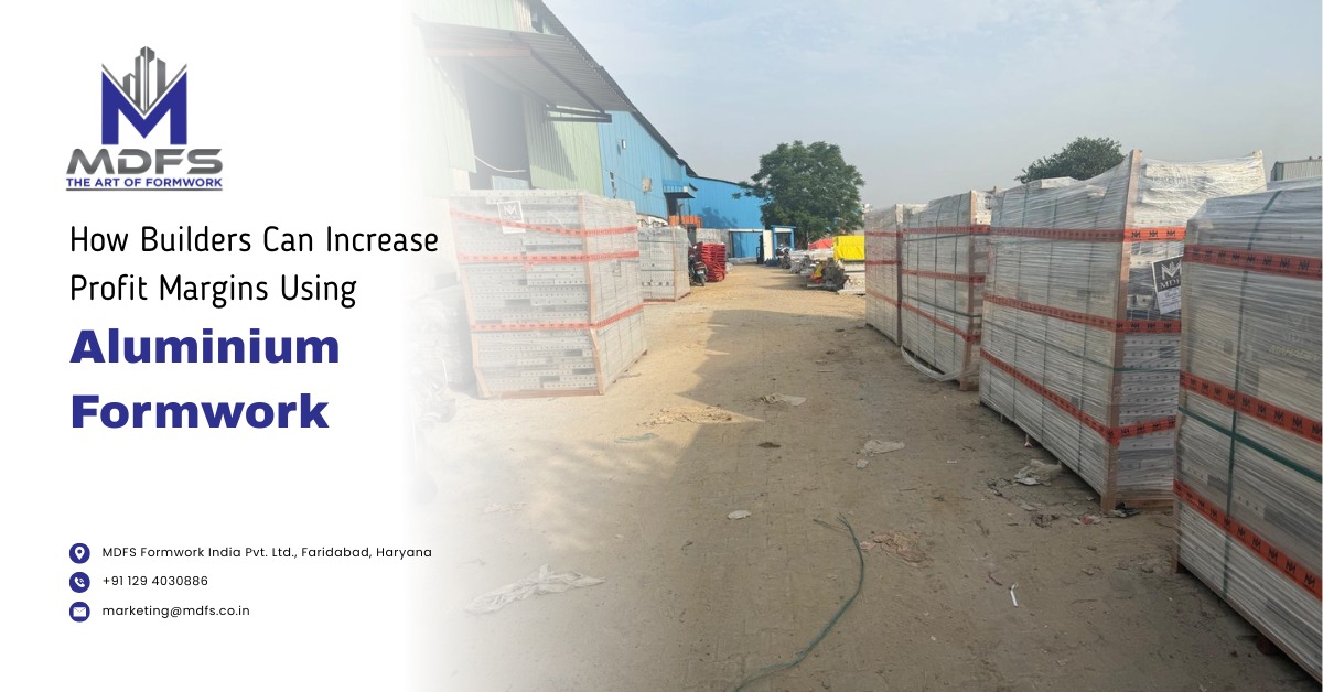Aluminium formwork panels stacked at a manufacturing facility by aluminium formwork manufacturers